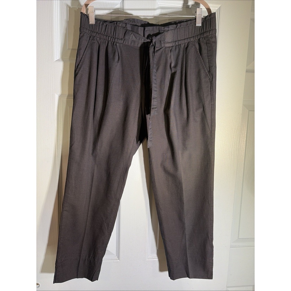 Gap Pleated Front Cotton Blend Cropped Pants With Tie Front Sz 8.
